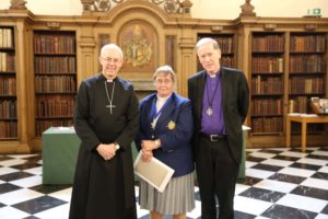 The Reverend Canon Alyson Barnett-Cowan, past president of the CCC, with the Archbishop of Canterbury, Archbishop Marcus Welby, and Archbishop Fred Hiltz, Primate of the Anglican Church in Canada.